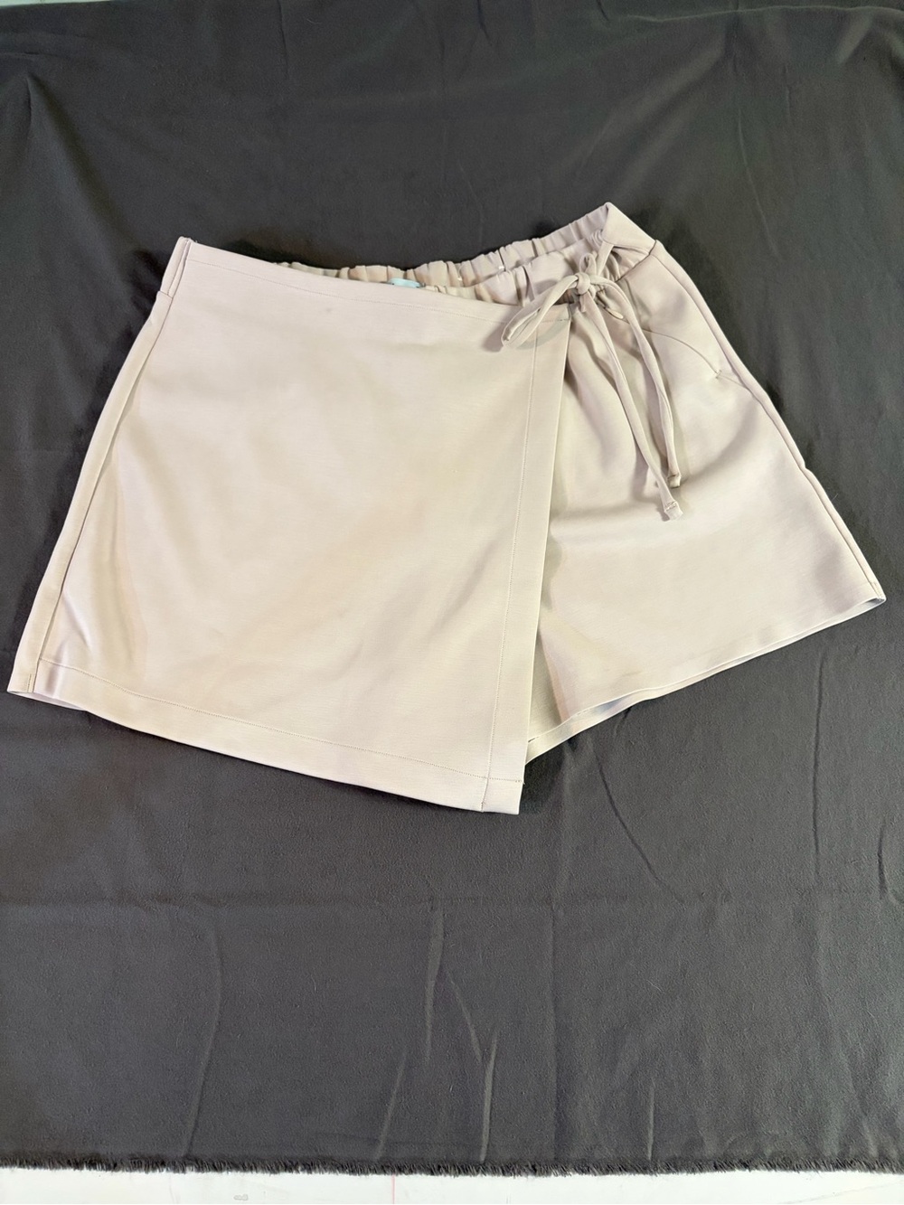 Light Taupe Wrap Skort with Drawstring Waist